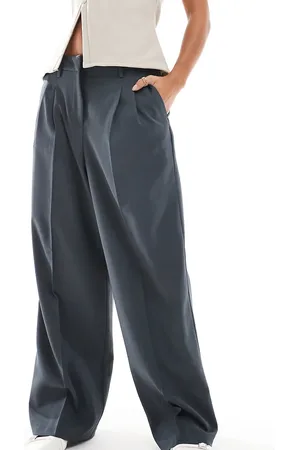 VERO MODA Rita tailored wide leg dad pants in asphalt