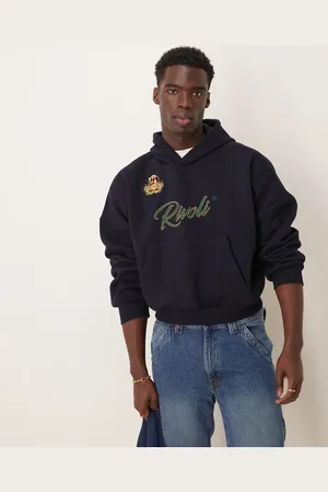 ASOS Oversized dropped shoulder cropped hoodie with embroidery in
