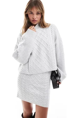 Miss Selfridge Cable knit sweater in heather