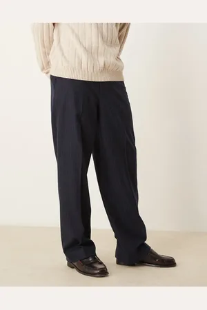 ASOS Smart wide leg wool blend pants in pinstripes
