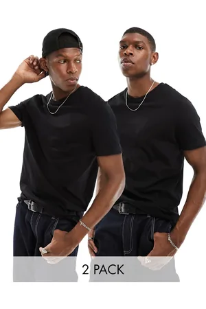ASOS 2 pack crew neck t-shirts in black