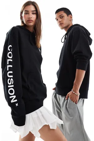 COLLUSION Unisex logo hoodie in black