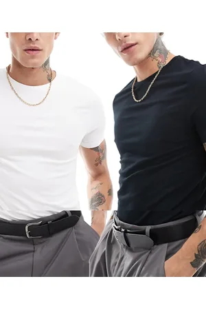 ASOS 2 pack muscle fit t-shirts in black and white