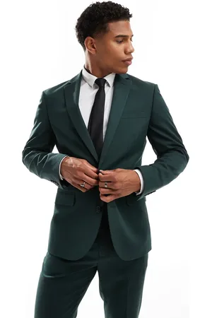 ASOS Skinny suit jacket in dark herringbone