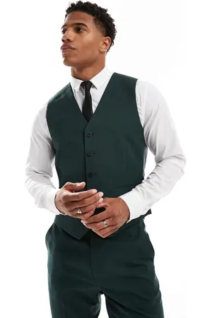 ASOS Skinny suit vest in dark herringbone