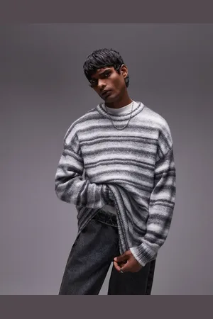 Topman Relaxed fit fluffy stripe sweater in stripe