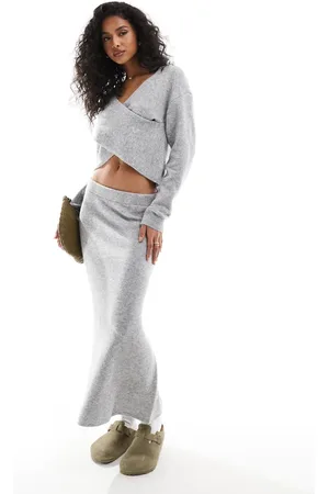 Pieces® Knitted maxi skirt in light - part of a set