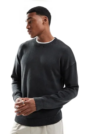 ASOS Washed relaxed knit crew neck sweater in