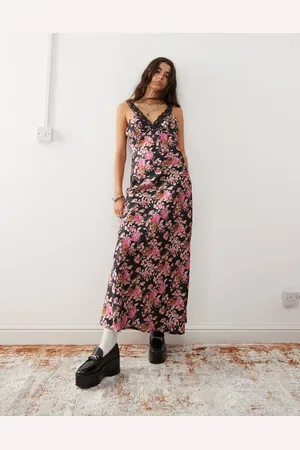Reclaimed Lace insert cami midi dress in floral print