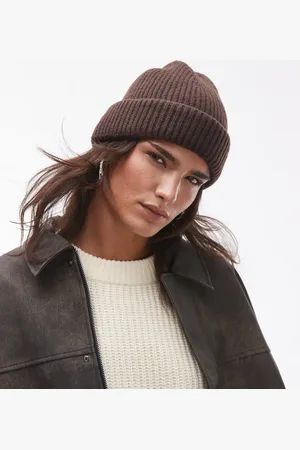 Topshop Henry ribbed beanie in chocolate