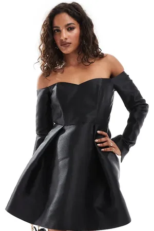 EVER NEW Satin long sleeve mini dress in