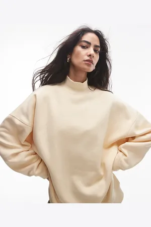 Topshop Premium funnel neck sweat in buttermilk