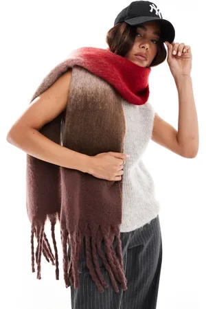 ASOS Scarf with brushed ombre stripe design in red and brown design
