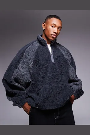 ASOS Extreme oversized borg half zip with panel details in