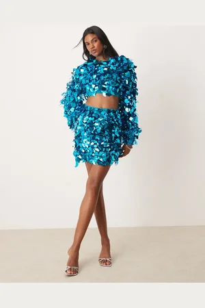ASOS Embellished 3D sequin mini skirt in teal - part of a set