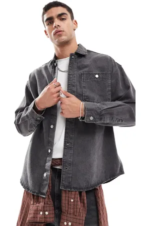 JACK & JONES Oversized heavy denim overshirt in washed