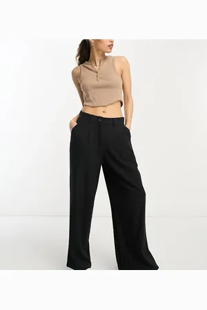 ASOS ASOS DESIGN Petite wide leg dad pants with linen in