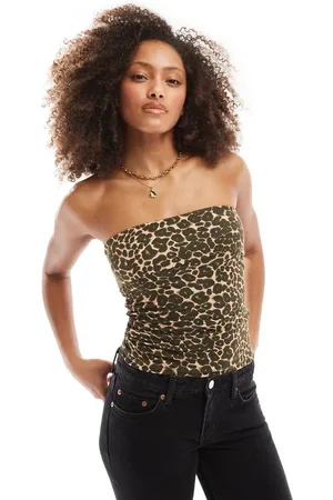 Cotton On Cotton On Rhi gathered slinky tube bandeau top in leopard print