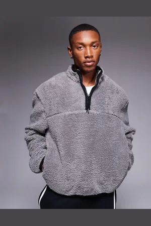 ASOS Boxy oversized half zip borg sweatshirt in