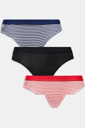 Cotton On Cotton On 3 pack branded cotton bikini briefs in stripes / black