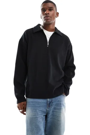 JACK & JONES Oversized plisse polo sweatshirt in