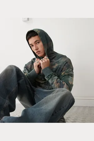 COLLUSION Boxy fit hoodie in camo print in lightweight jersey