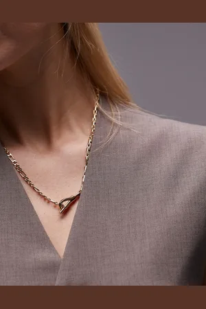 Topshop Nilo multi texture chain t-bar necklace in tone