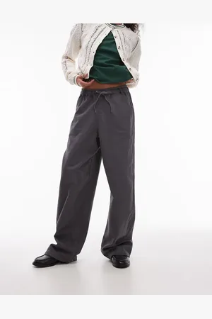 Topshop Pull on tie waist pants in charcoal