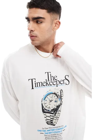 ASOS Oversized long sleeve T-shirt with watch graphic in