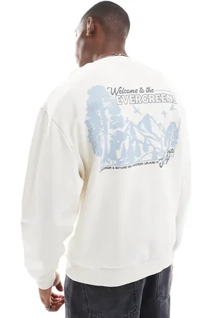 ASOS Oversized hoodie with scenic back print in off white