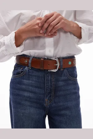 MANGO Blue and silver mixed stud belt in