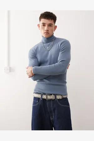 COLLUSION Soft knit turtleneck in denim