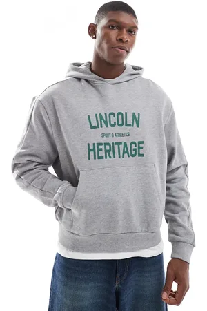 ASOS Oversized hoodie with collegiate print in heather