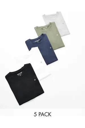 JACK & JONES 5 pack slim t-shirt in