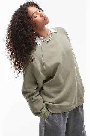 Topshop Raglan oversized sweat in light khaki