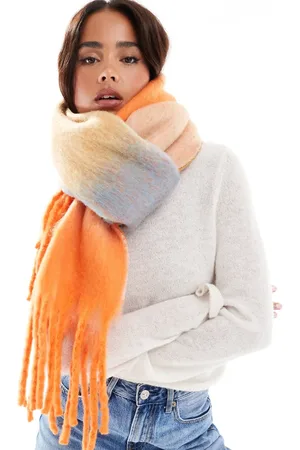ASOS Scarf with brushed ombre stripe design in blue and orange design