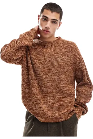 ASOS Knitted oversized fisherman rib sweater in tan