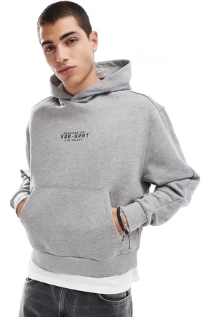 ASOS Heavyweight oversized hoodie with sporty front print in heather