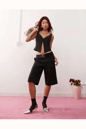 Lioness 90s low rise buckle detail tailored shorts in - part of a set