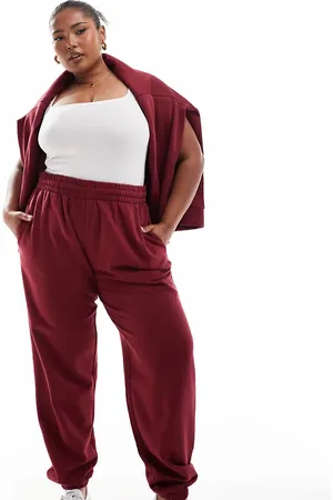 Yours Cuffed sweatpants in burgundy - part of a set