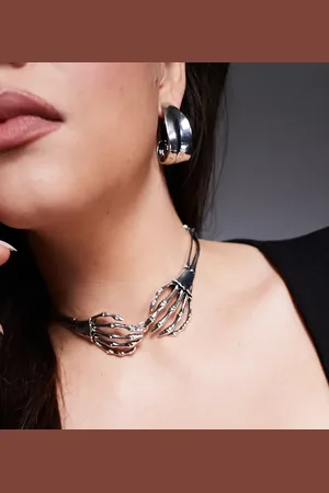 ASOS ASOS DESIGN Curve choker necklace with skeleton hand design