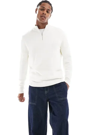 ASOS Midweight knitted quarter zip sweater in
