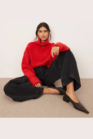 ASOS Rib knit half zip sweater in red