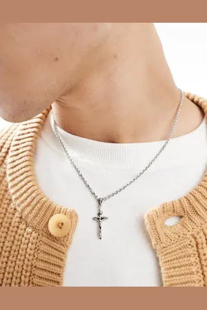 ASOS Waterproof stainless steel necklace with cross pendant in tone