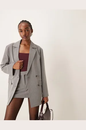 Miss Selfridge Slouchy oversized double breasted blazer in pinstripe - part of a set