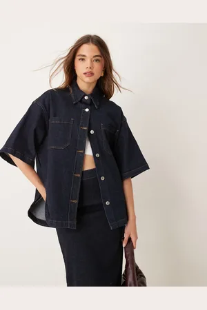 ASOS Denim boxy shirt in indigo