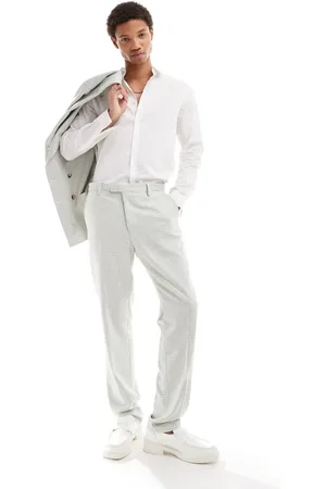 Twisted Tailor Dogstooth double breasted slim suit pant in sage green