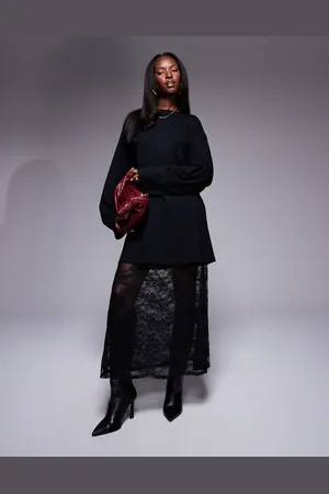 ASOS 2 in 1 supersoft sweater with lace midi skirt