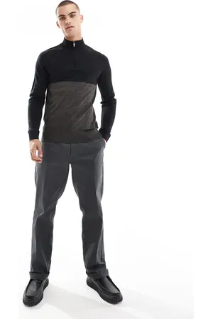 French Connection French Connection roll neck half zip sweater in contrast navy in gray