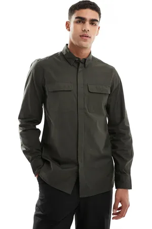French Connection French Connection shirt with double breast pockets in khaki